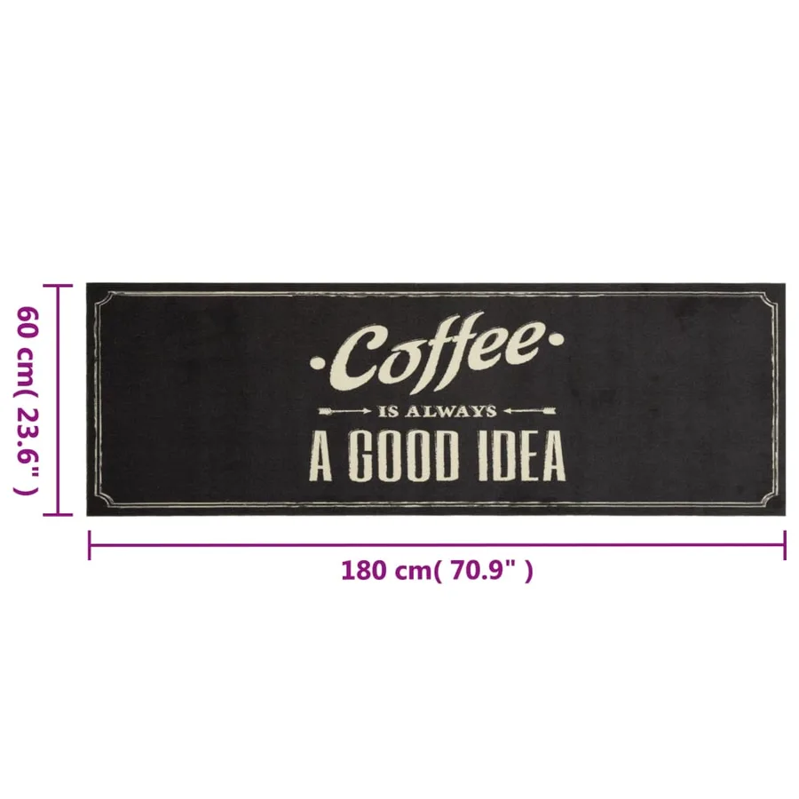 Tapis de cuisine lavable texte Coffee 60x180 cm velours - 5