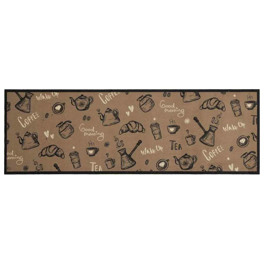 Tapis de cuisine lavable imprimé Morning brun 60x180 cm velours - 2