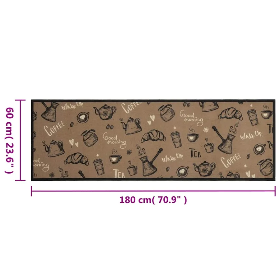 Tapis de cuisine lavable imprimé Morning brun 60x180 cm velours - 5