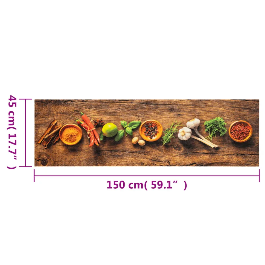Tapis de cuisine lavable impression d'épices 45x150 cm velours - 5