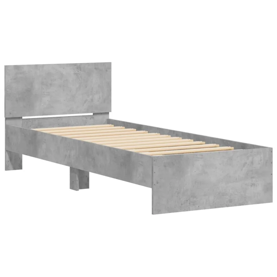 Cadre de lit sans matelas avec lumières LED gris béton 75x190cm - 3