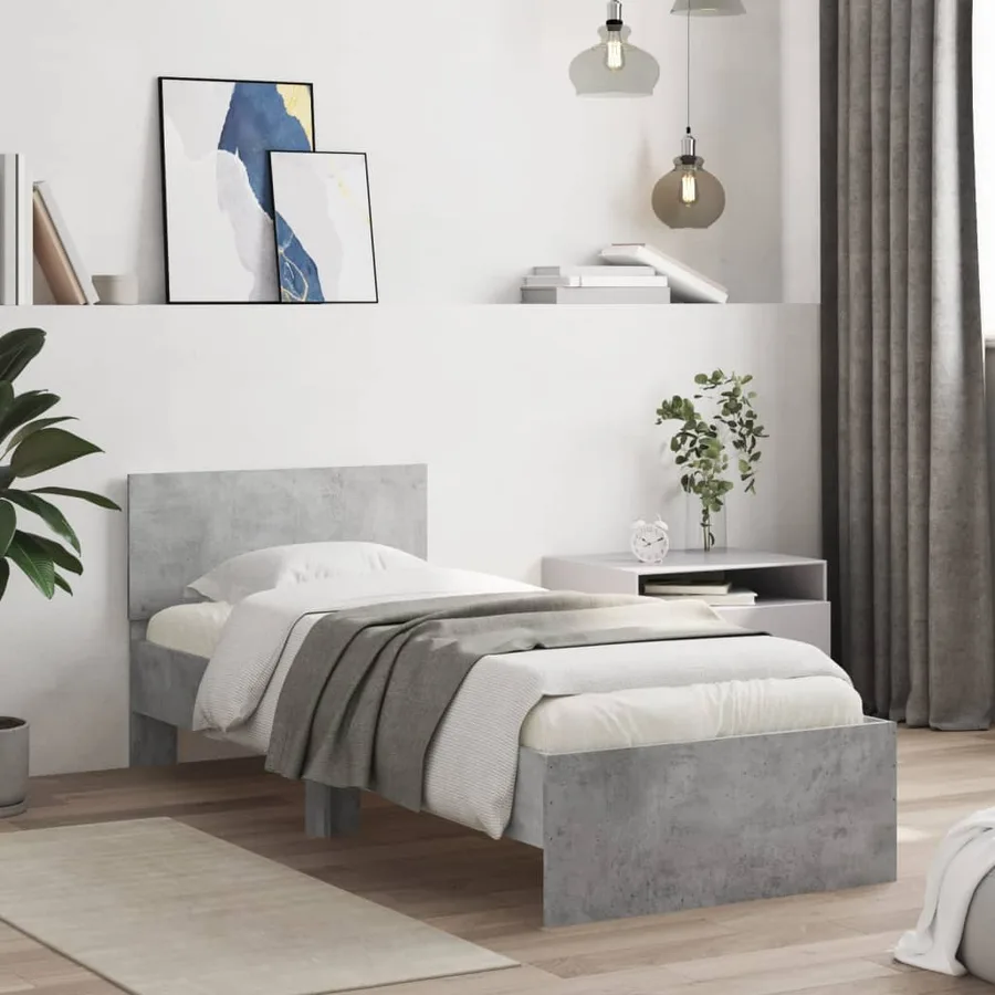 Cadre de lit sans matelas avec lumières LED gris béton 75x190cm - 4