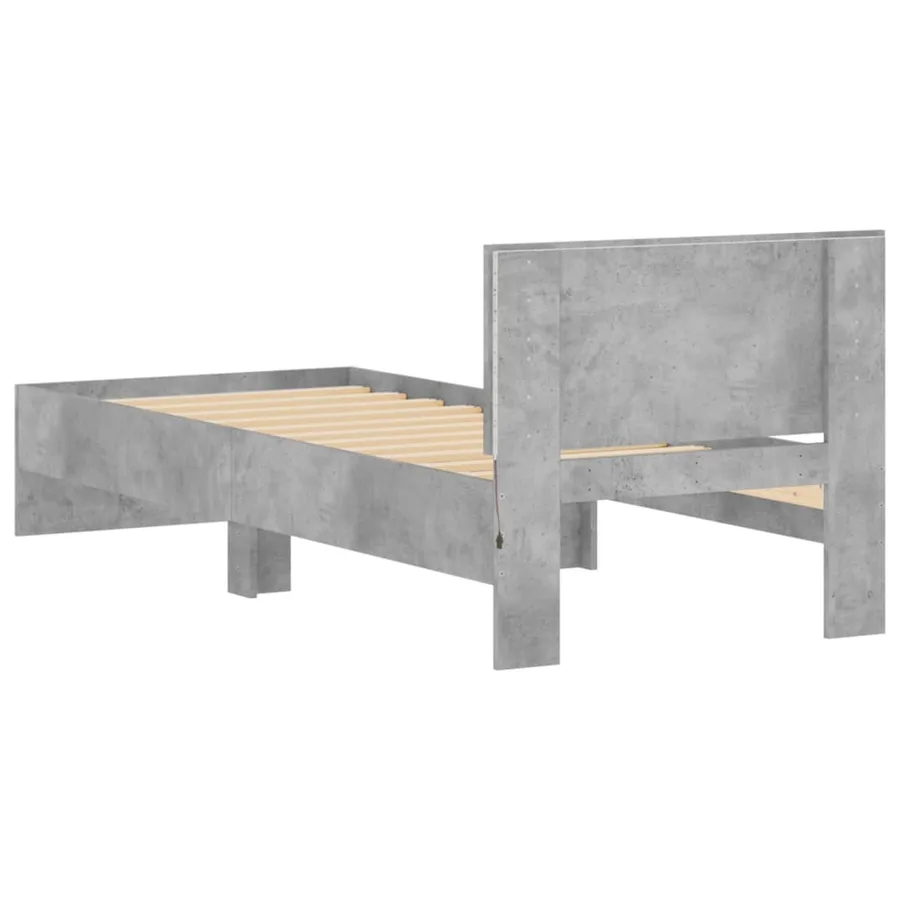 Cadre de lit sans matelas avec lumières LED gris béton 75x190cm - 9
