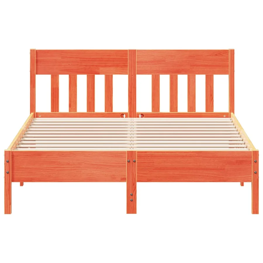 Cadre de lit sans matelas cire marron 150x200cm bois pin massif - 4