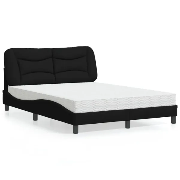 Lit avec matelas Hvar noir 140x190 cm tissu