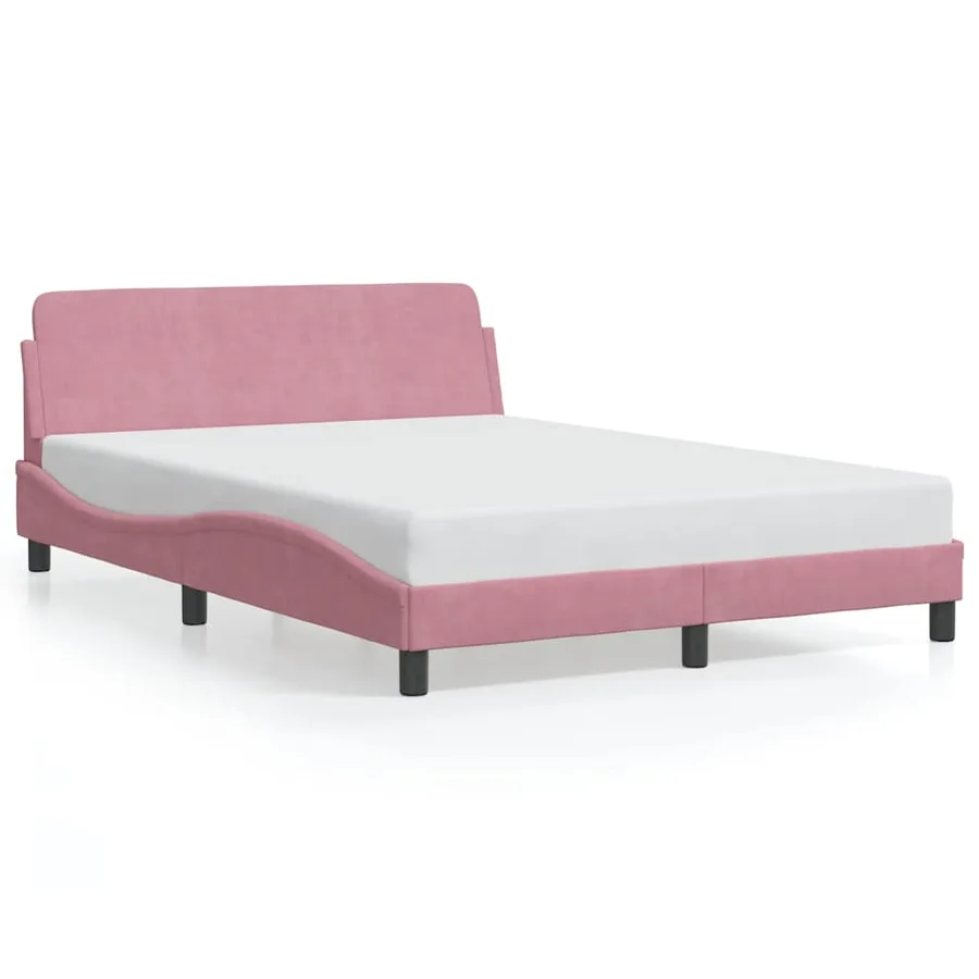Cadre de lit avec tête de lit Dover rose 140x190cm velours - 2