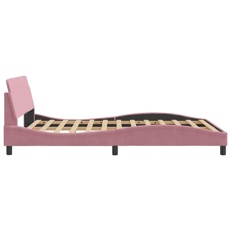 Cadre de lit avec tête de lit Dover rose 140x190cm velours - 5