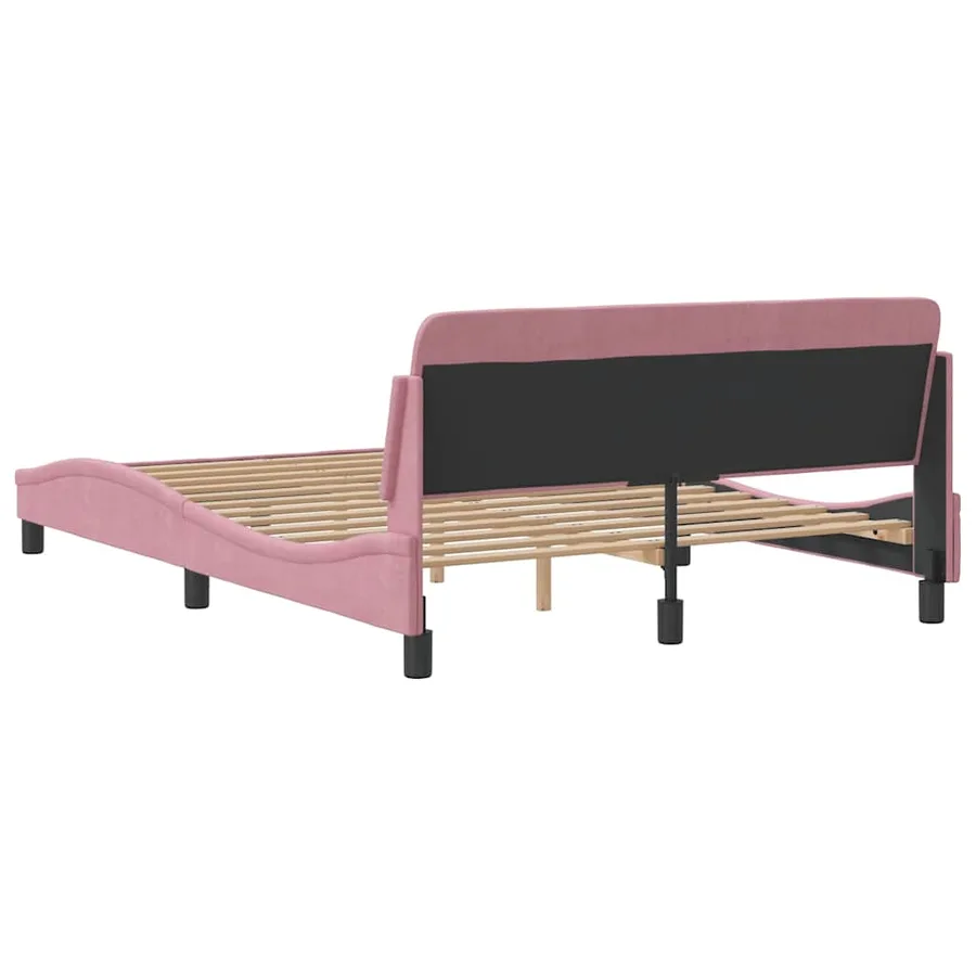 Cadre de lit avec tête de lit Dover rose 140x190cm velours - 6