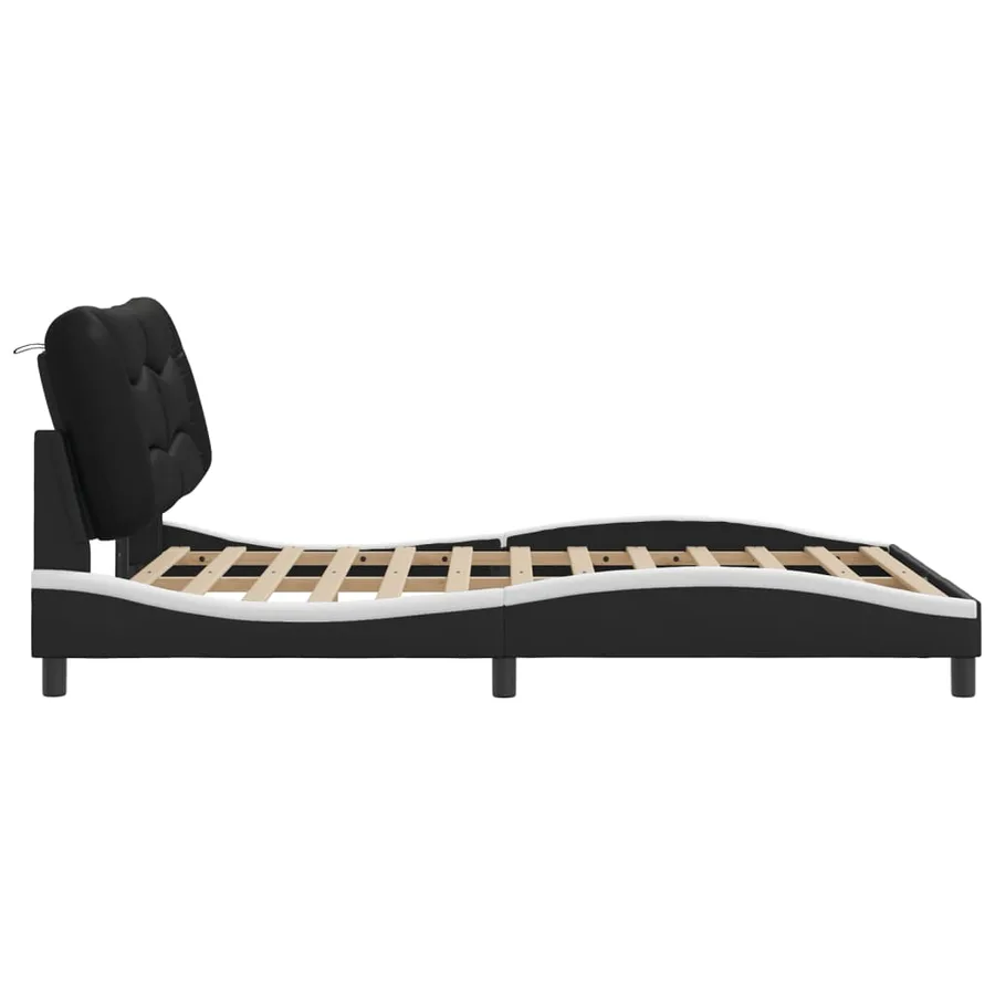 Cadre de lit avec LED sans matelas Hvar noir et blanc 140x190 cm - 8