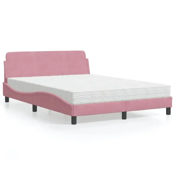 Lit avec matelas Dover rose 140x190 cm velours