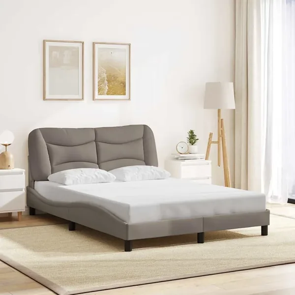 Cadre de lit sans matelas Hvar taupe 140x190 cm tissu