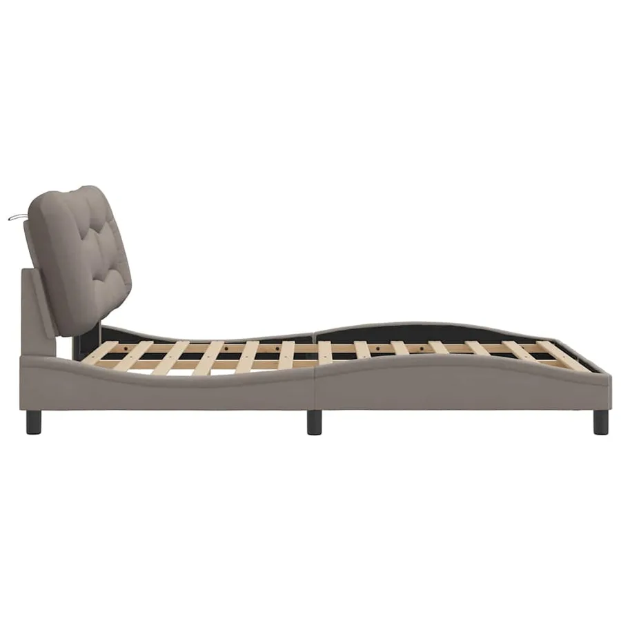 Cadre de lit sans matelas Hvar taupe 140x190 cm tissu - 5