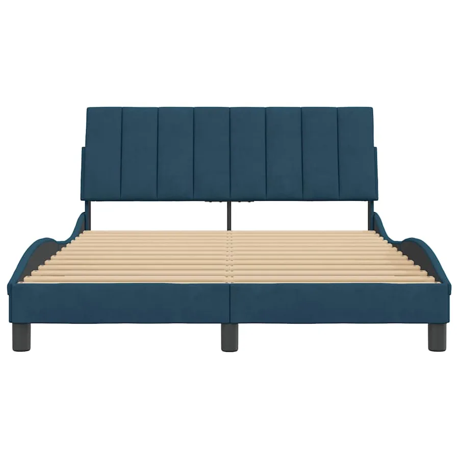 Cadre de lit sans matelas Hanko bleu 140x190 cm velours - 5