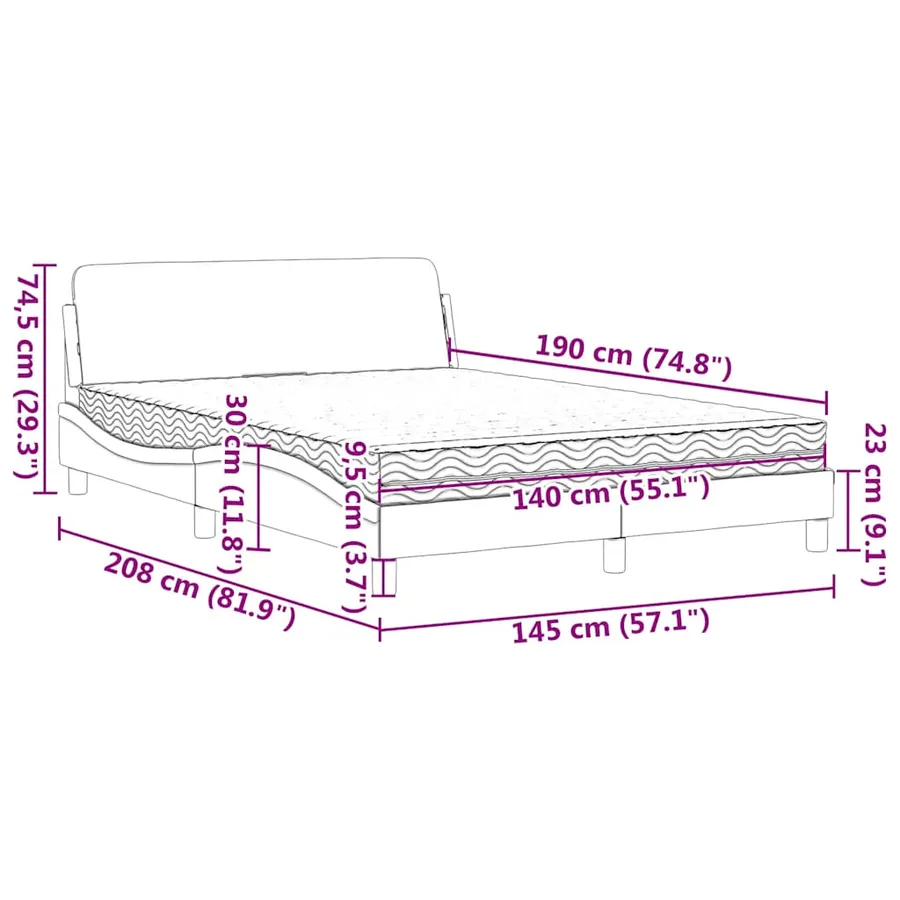 Lit avec matelas Dover vert foncé 140x190 cm velours - 9