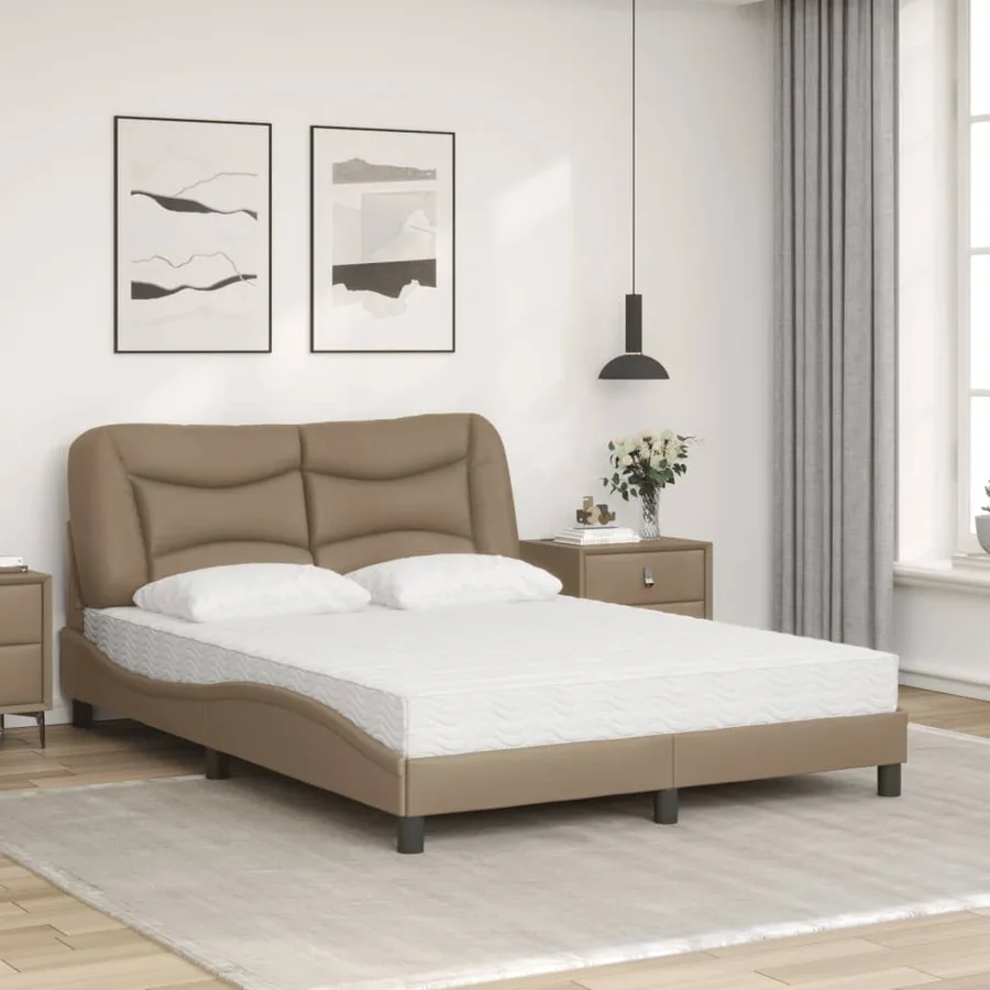 Lit avec matelas Hvar cappuccino 140x190 cm similicuir - 3
