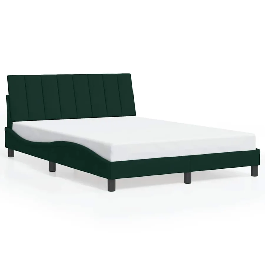 Cadre de lit avec LED sans matelas Hanko vert foncé 140x190 cm velours - 5