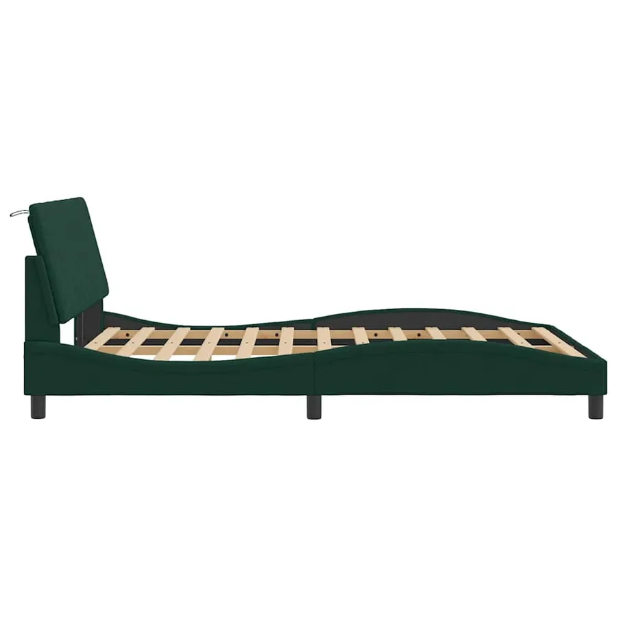 Cadre de lit avec LED sans matelas Hanko vert foncé 140x190 cm velours - 7