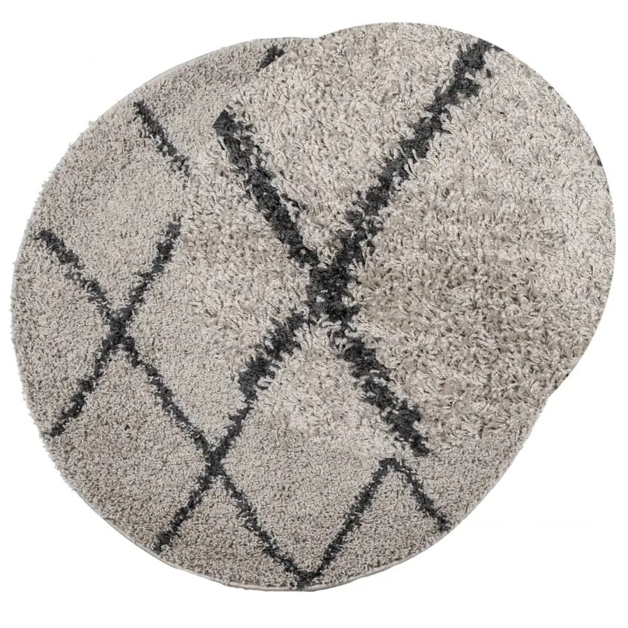 Tapis shaggy à poils longs moderne beige et anthracite Ø 80 cm - 3