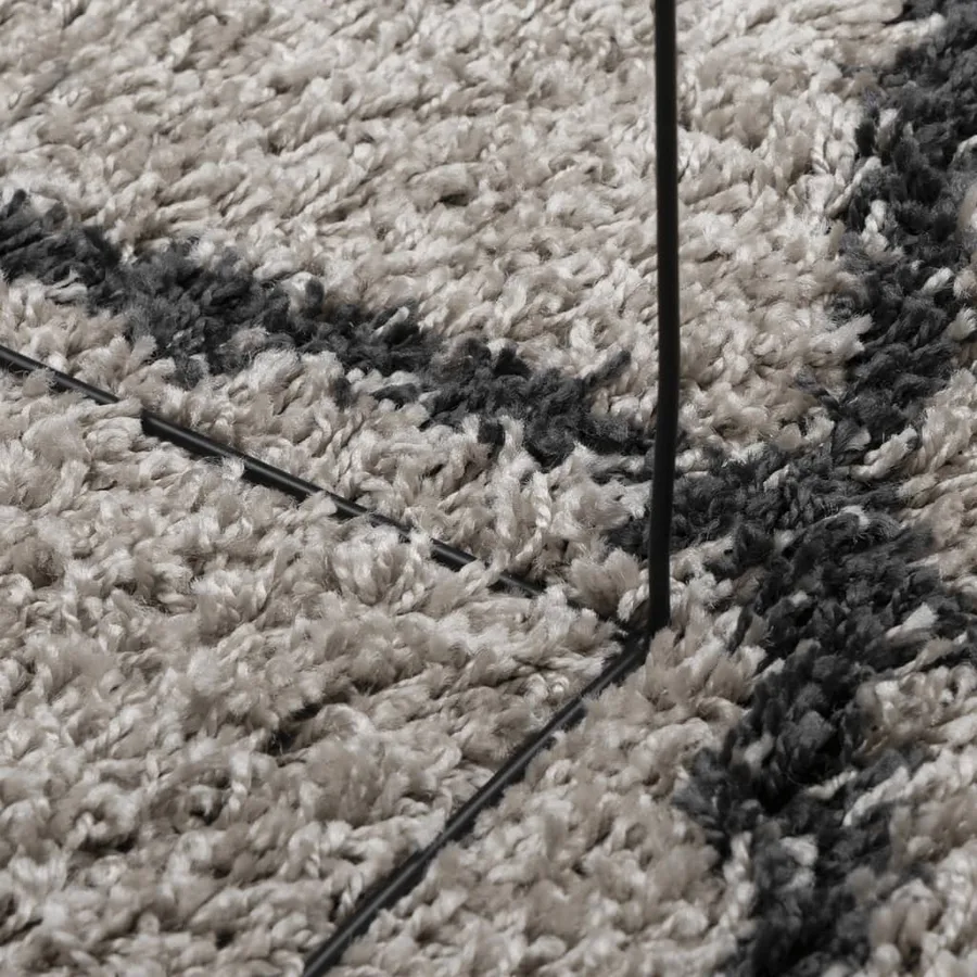 Tapis shaggy à poils longs moderne beige et anthracite Ø 80 cm - 8