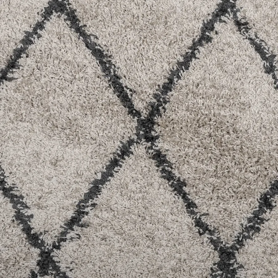 Tapis shaggy à poils longs moderne beige et anthracite Ø 80 cm - 9