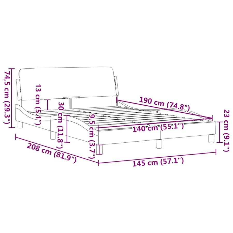 Cadre de lit Dover cappuccino 140x190 cm similicuir - 9
