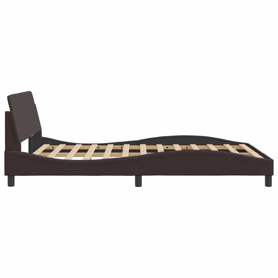 Cadre de lit Dover marron foncé 140x190 cm tissu - 5