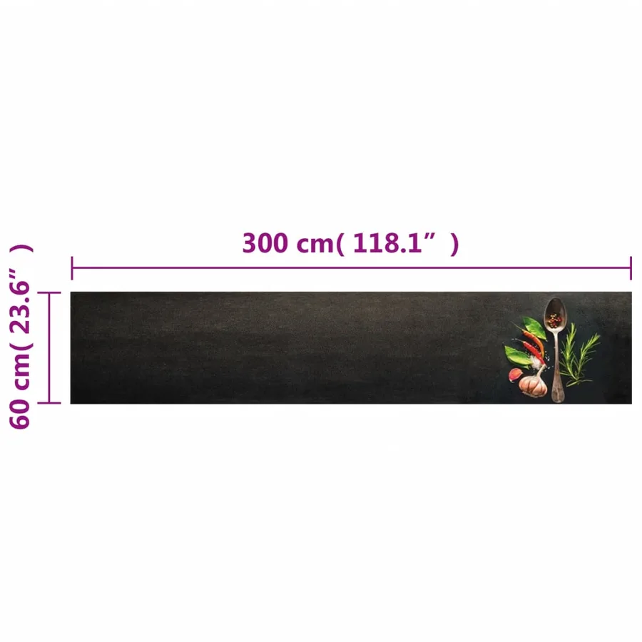 Tapis de cuisine lavable impression d'épices 60x300 cm velours - 5