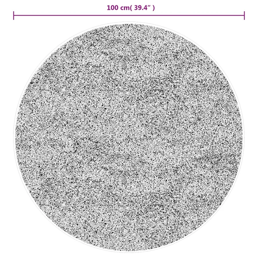 Tapis shaggy à poils longs moderne crème et noir Ø 100 cm - 10
