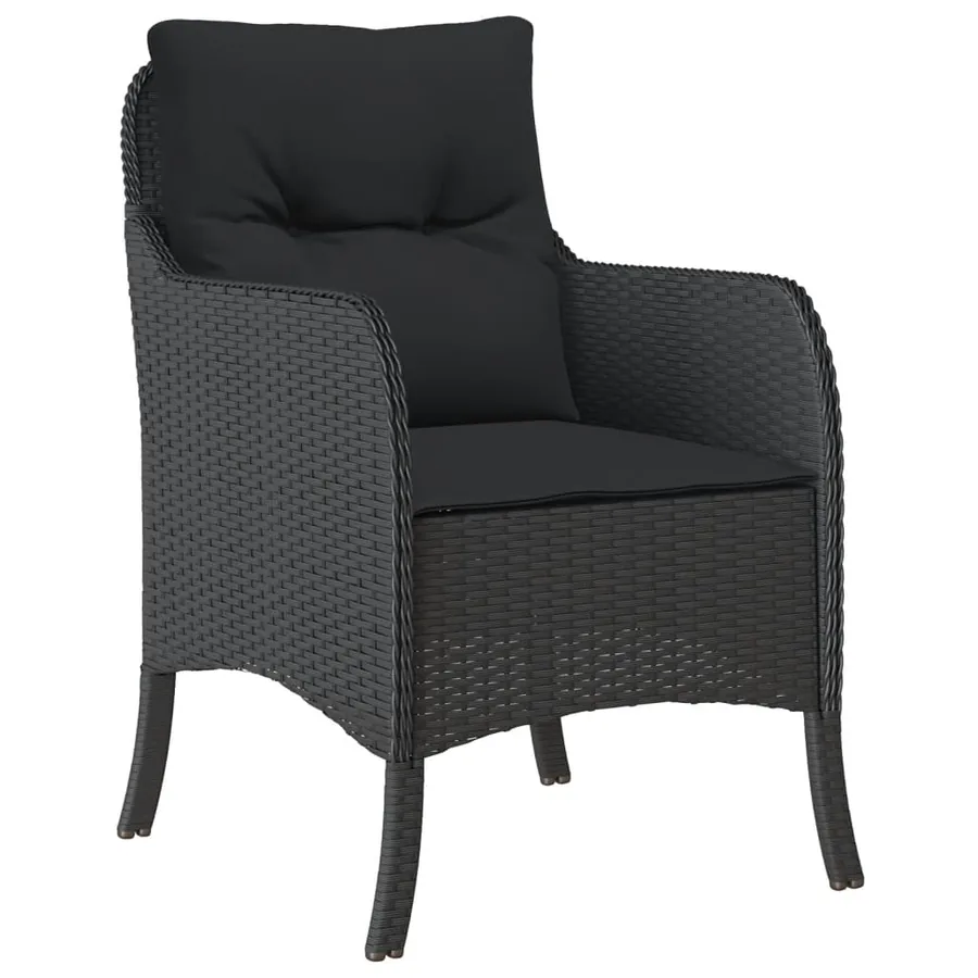 Ensemble à manger de jardin coussins 5pcs Noir Résine tressée - 3