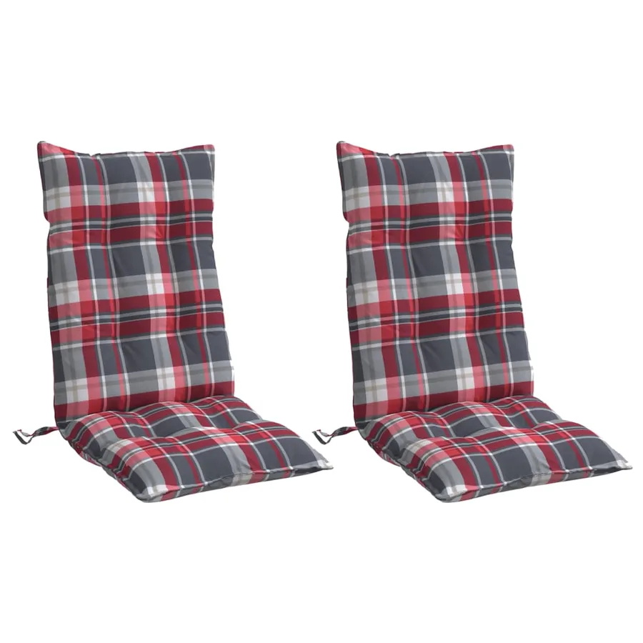 Coussins de chaise à dossier haut lot de 2 motif carreaux rouge - 3