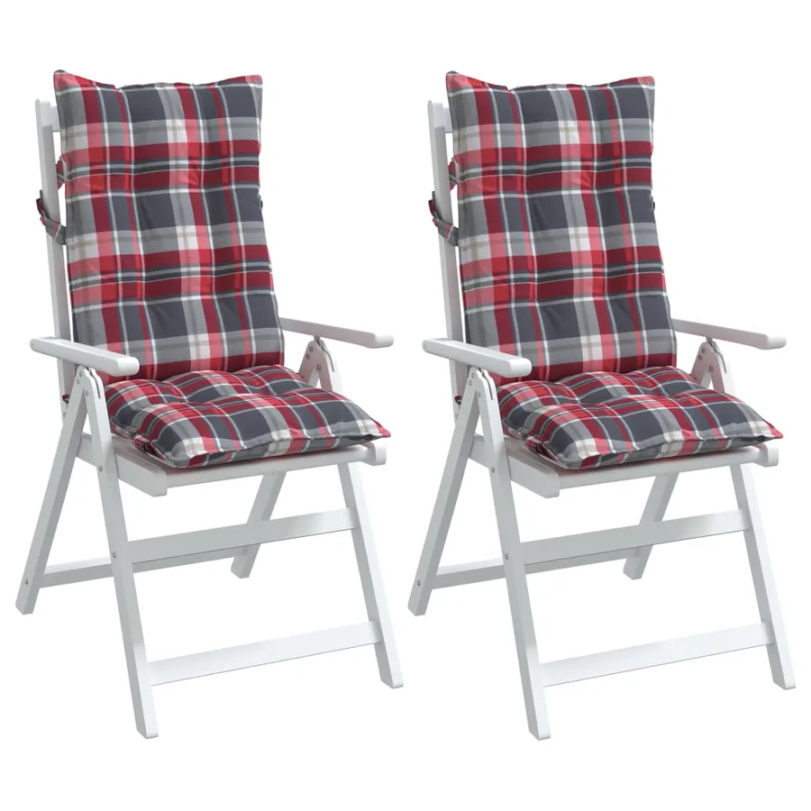 Coussins de chaise à dossier haut lot de 2 motif carreaux rouge - 4