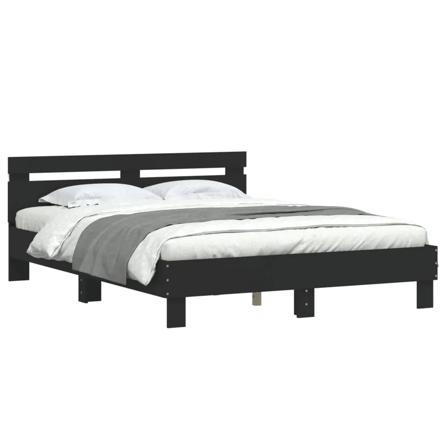 Cadre de lit avec LED sans matelas noir 140x190 cm - 3