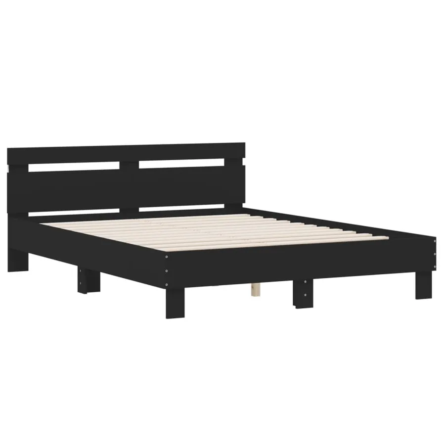 Cadre de lit avec LED sans matelas noir 140x190 cm - 6