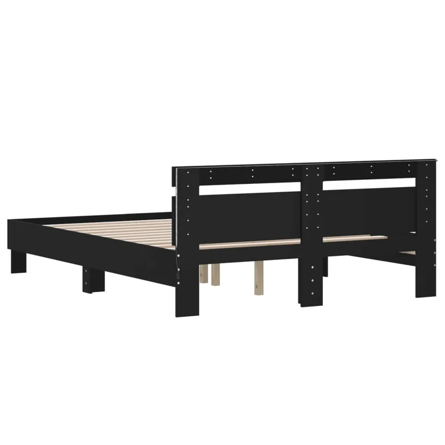 Cadre de lit avec LED sans matelas noir 140x190 cm - 9
