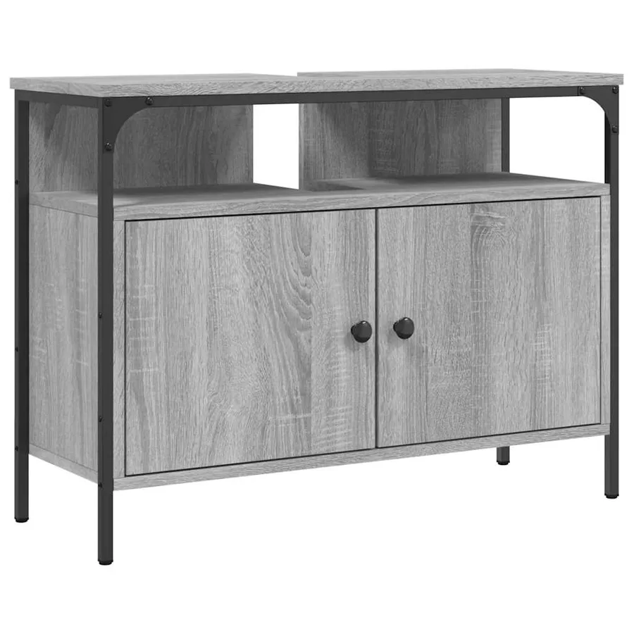 Armoire lavabo de salle de bain sonoma gris 80x30x60 cm - 2