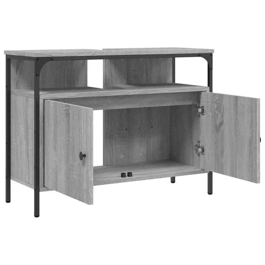 Armoire lavabo de salle de bain sonoma gris 80x30x60 cm - 5