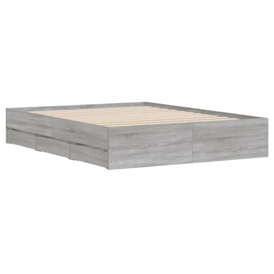 Cadre de lit avec tiroirs sans matelas sonoma gris 140x200 cm - 4