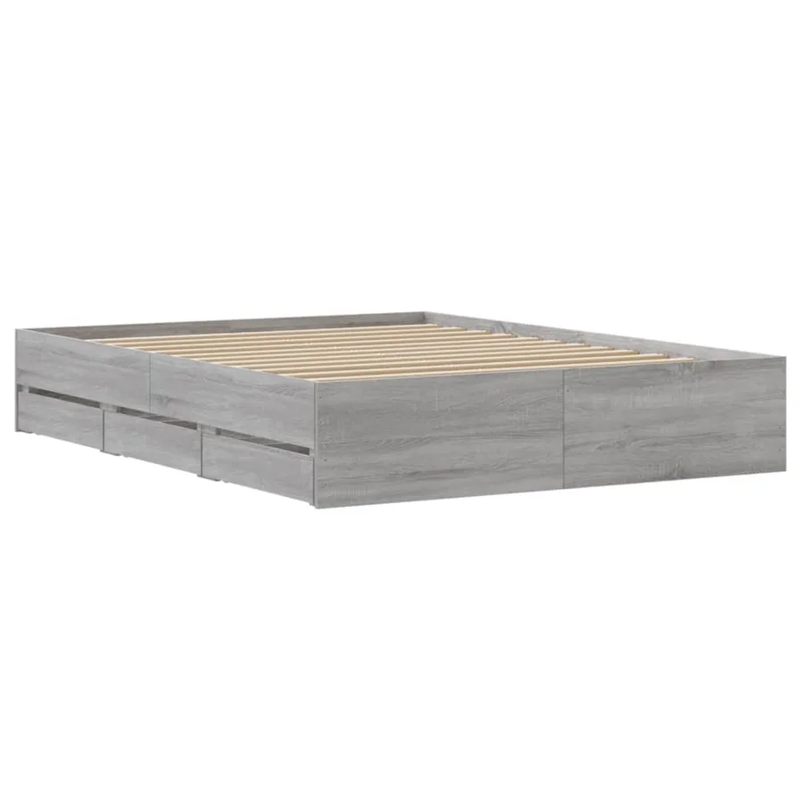 Cadre de lit avec tiroirs sans matelas sonoma gris 140x200 cm - 8