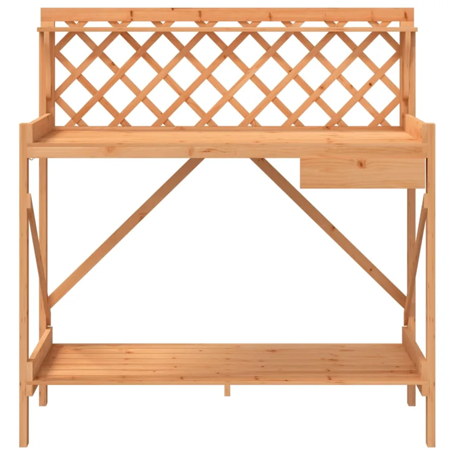 Banc de rempotage avec treillis marron bois massif de sapin - 5