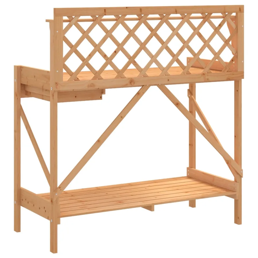 Banc de rempotage avec treillis marron bois massif de sapin - 7