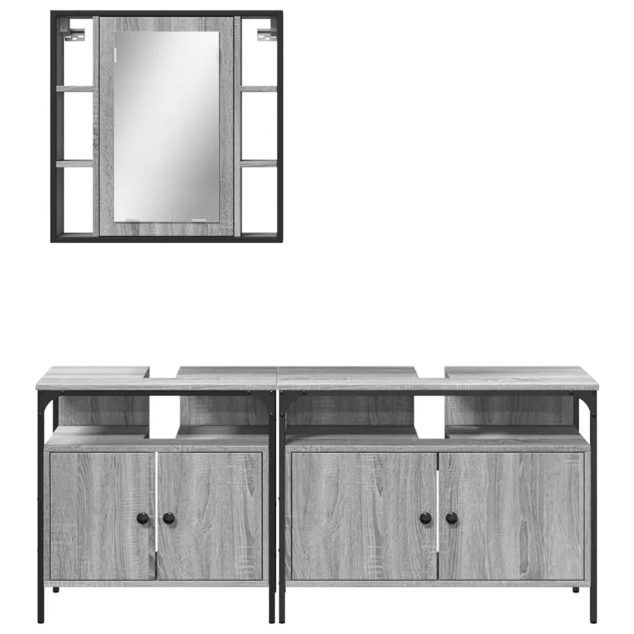 Ensemble d'armoires de salle de bain 3 pcs sonoma gris - 6