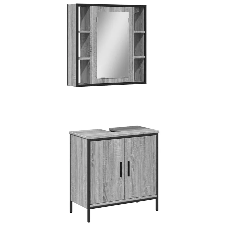 Ensemble de meubles de salle de bain 2 pcs Sonoma gris - 2
