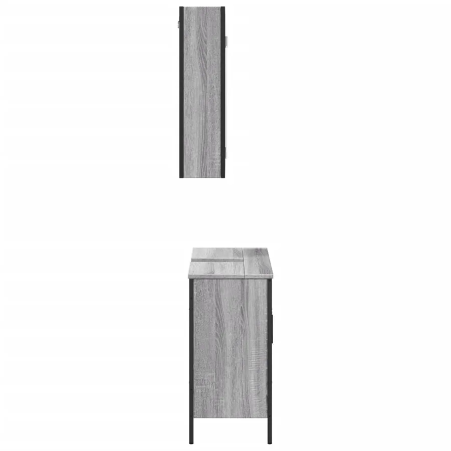Ensemble de meubles de salle de bain 2 pcs Sonoma gris - 7
