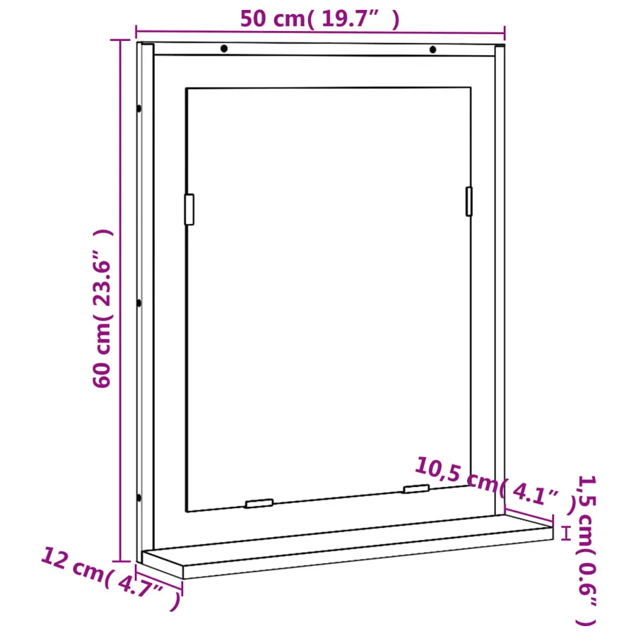Miroir de salle de bain et étagère sonoma gris bois ingénierie - 9