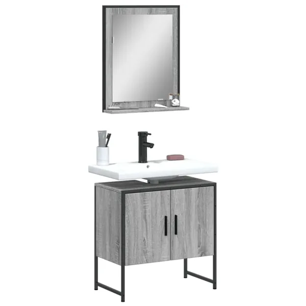 Ensemble d'armoires de salle de bain 2 pcs sonoma gris