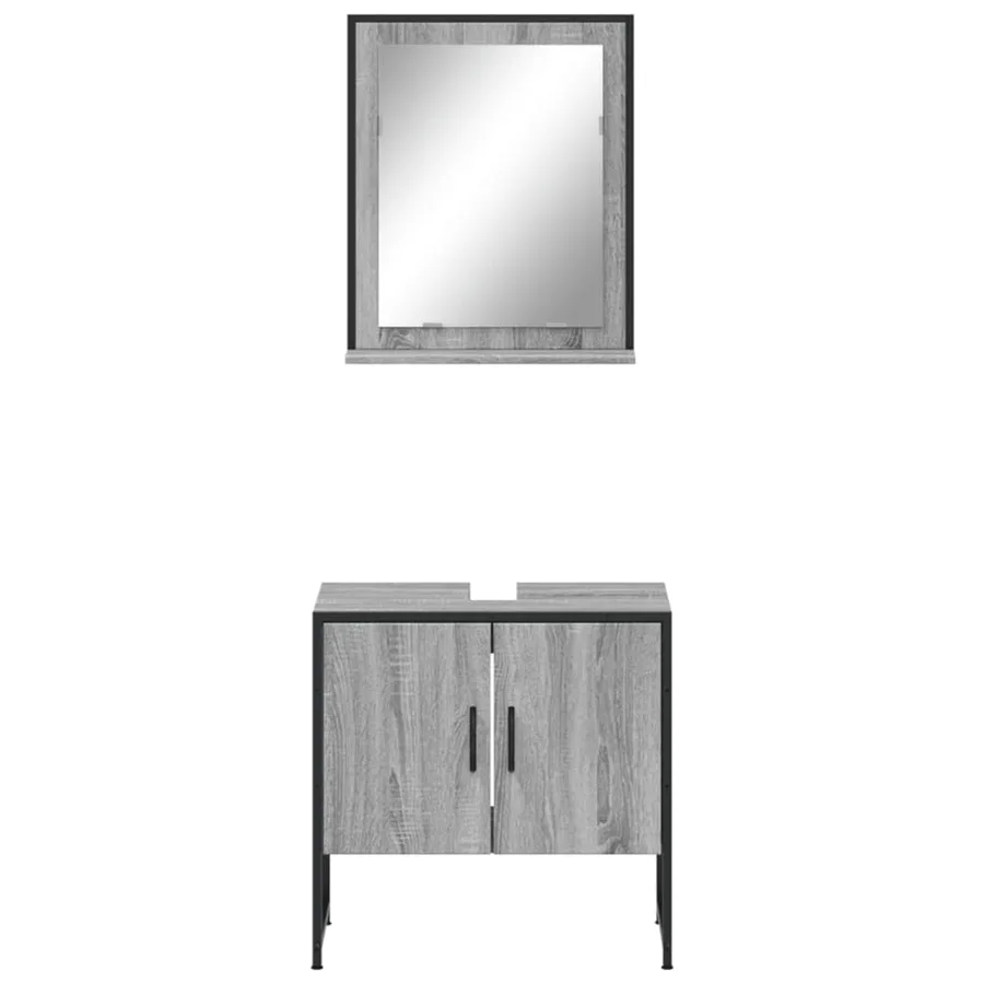 Ensemble d'armoires de salle de bain 2 pcs sonoma gris - 6