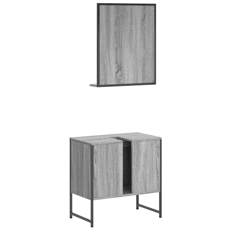 Ensemble d'armoires de salle de bain 2 pcs sonoma gris - 8
