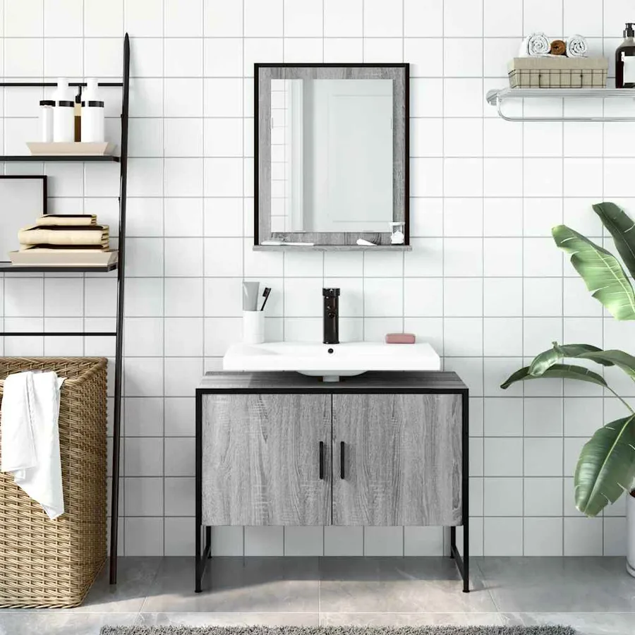 Ensemble d'armoires de salle de bain 2 pcs sonoma gris - 3