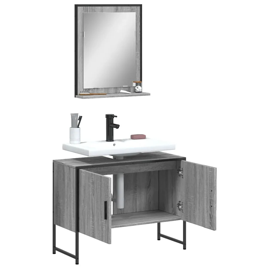 Ensemble d'armoires de salle de bain 2 pcs sonoma gris - 4