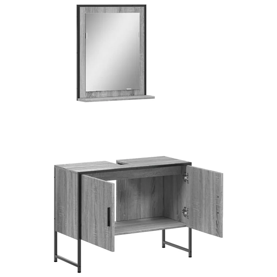 Ensemble d'armoires de salle de bain 2 pcs sonoma gris - 5